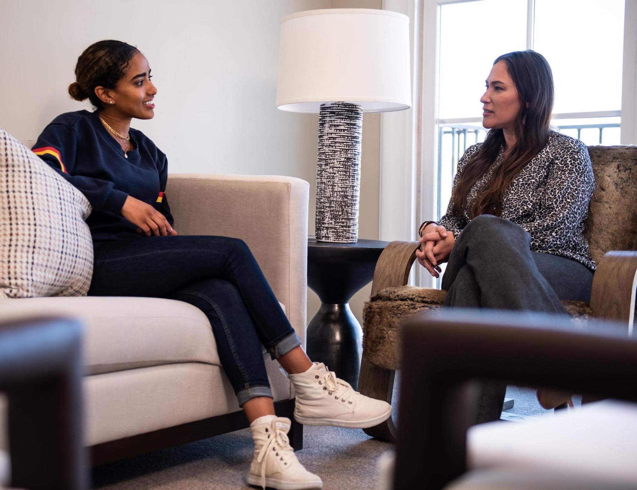 Two women talking one-on-one